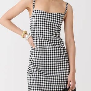 NWT J. Crew Sweetheart linen-blend sheath dress in gingham, 6